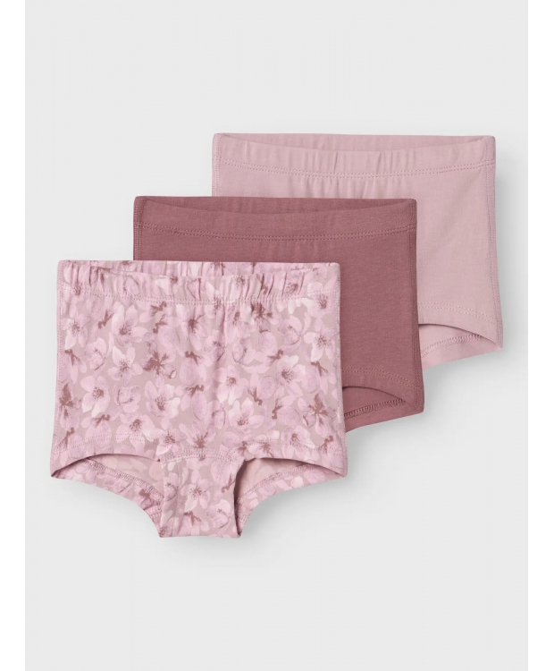 Name It 3-pak underbukser i mauve med blomster til piger billede 3