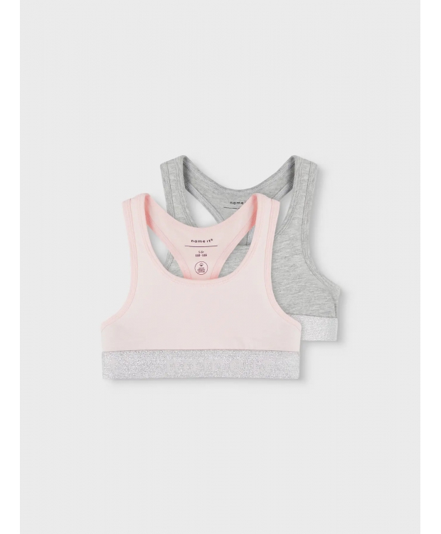 Name it 2-pak Top/Bralette i lyserød og grå til piger billede 3