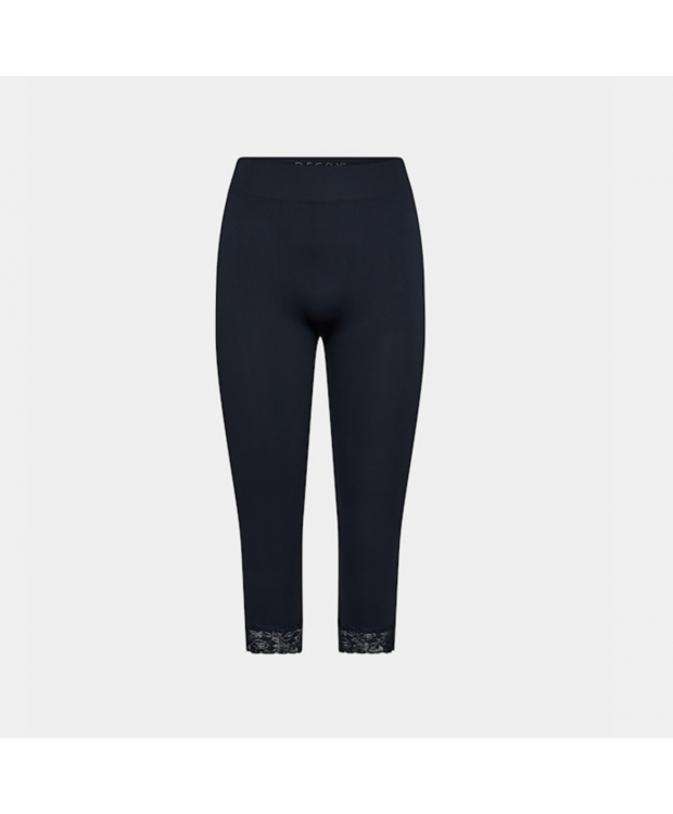 DECOY seamless capribukser med blondekant i navy til kvinder billede 1