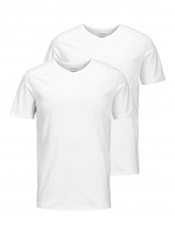 Jack & Jones T-shirts 2-pak hvid med v-hals til herre