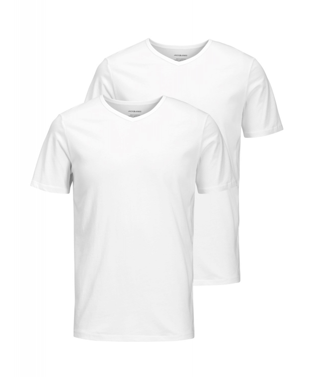 Jack & Jones T-shirts 2-pak hvid med v-hals til herre billede 1