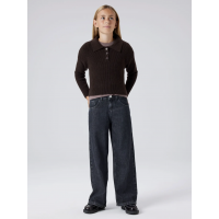 Name It langærmet strikpoloshirt i brun til piger