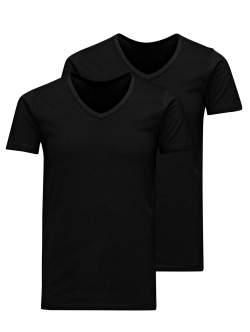 Jack & Jones T-shirts 2-pak sort med v-hals til herre