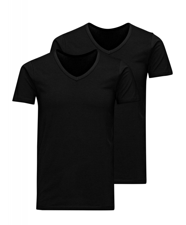 Jack & Jones T-shirts 2-pak sort med v-hals til herre billede 1