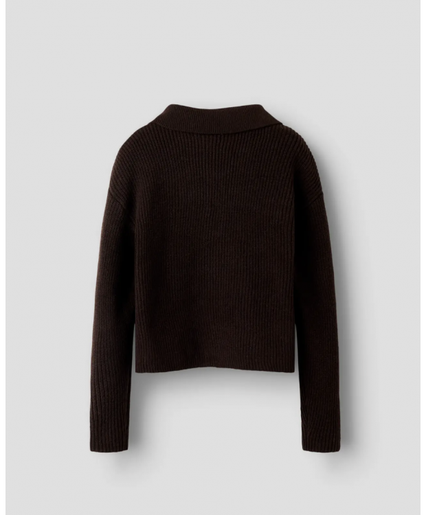 Name It langærmet strikpoloshirt i brun til piger billede 5