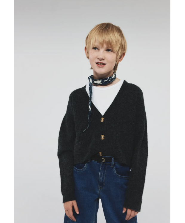 Name it strik cardigan i mørkegrå til piger billede 2