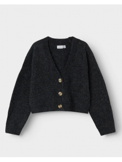 Name it strik cardigan i mørkegrå til piger