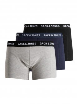 Jack & Jones 3-pak boxershorts sort, navy og grå til herre