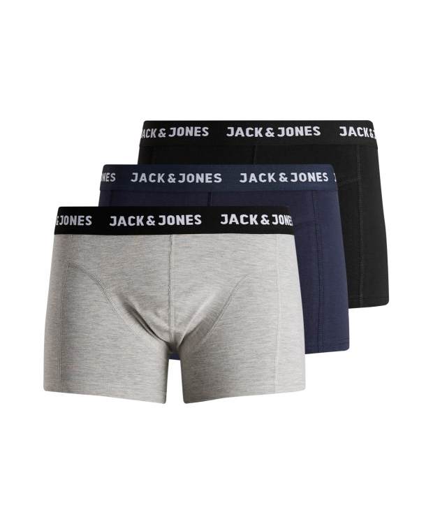 Jack & Jones 3-pak boxershorts sort, navy og grå til herre billede 1