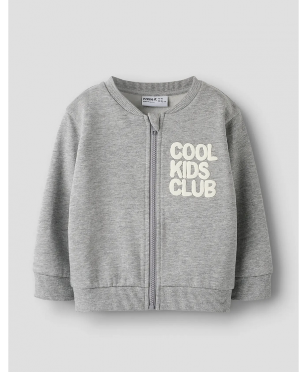 Name It sweatshirt med lynlås i lysegrå til piger billede 1