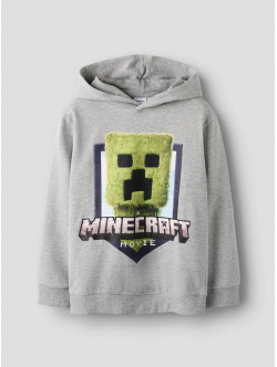 Name It Minecraft-sweatshirt i lysegrå til drenge