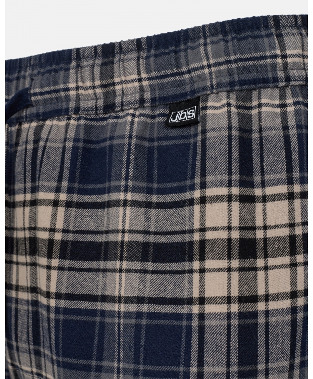 JBS flannel-pyjamasbukser i navy og beige tern til herre billede 3