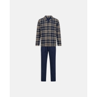 JBS flannel-pyjamas i navy og beige tern til herre