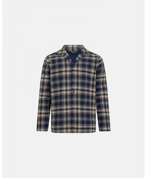 JBS flannel-pyjamas i navy og beige tern til herre billede 3