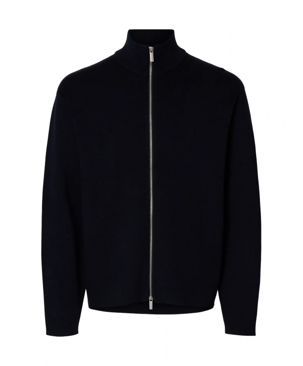 SELECTED relaxed fit-cardigan med lynlås i mørkeblå til herre billede 2