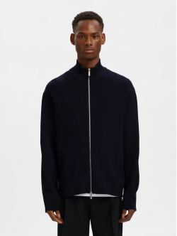 SELECTED relaxed fit-cardigan med lynlås i mørkeblå til herre