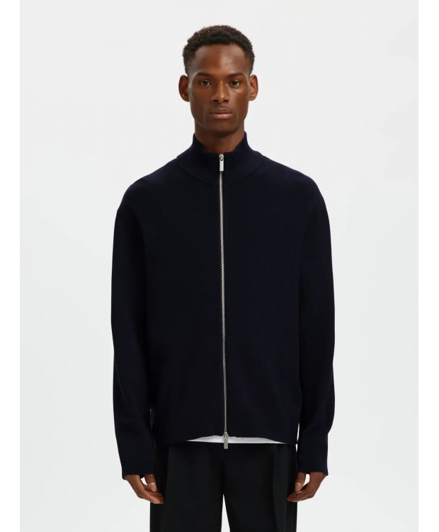 SELECTED relaxed fit-cardigan med lynlås i mørkeblå til herre billede 1