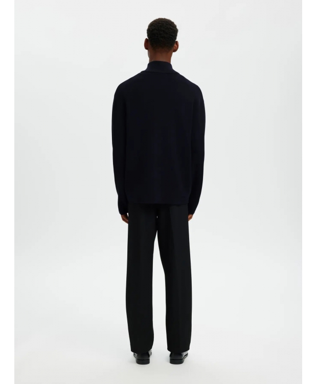 SELECTED relaxed fit-cardigan med lynlås i mørkeblå til herre billede 3