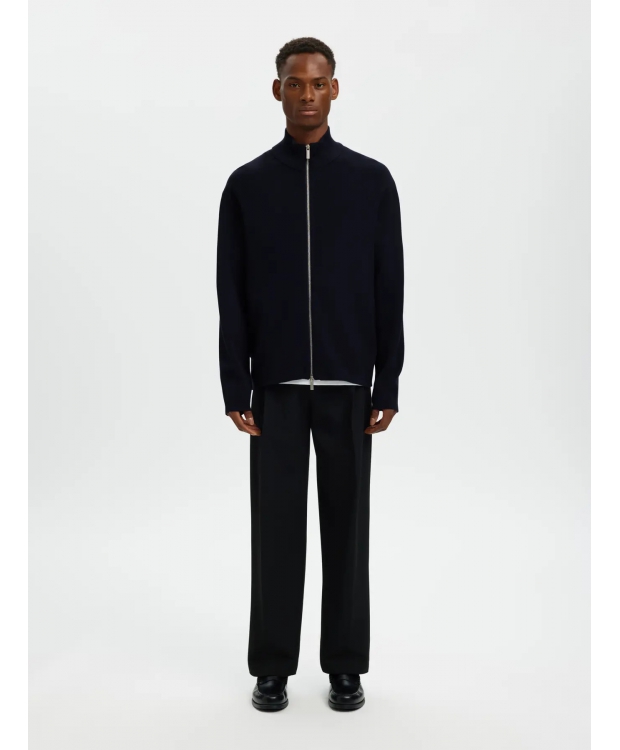 SELECTED relaxed fit-cardigan med lynlås i mørkeblå til herre billede 4