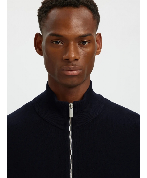 SELECTED relaxed fit-cardigan med lynlås i mørkeblå til herre billede 5