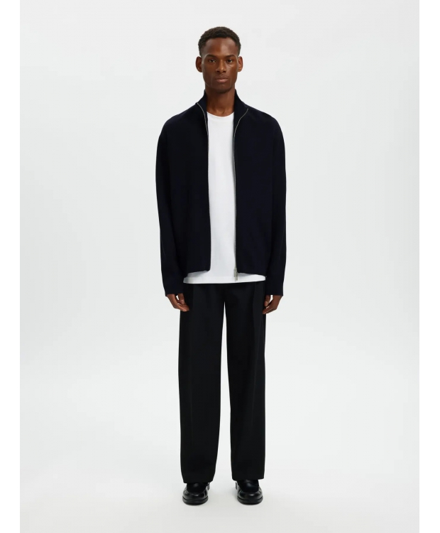 SELECTED relaxed fit-cardigan med lynlås i mørkeblå til herre billede 6