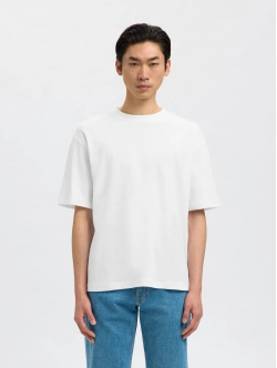 SELECTED T-shirt med rund hals i hvid til herre