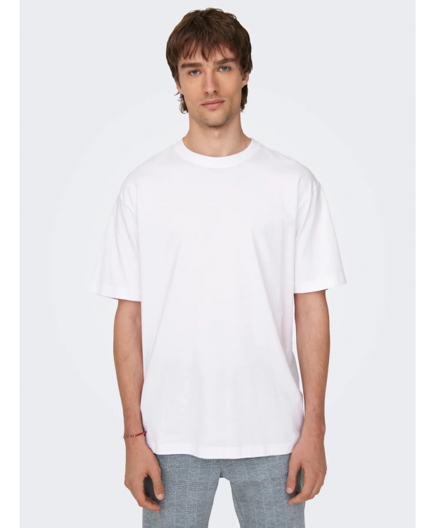 ONLY & SONS t-shirt i hvid til herre | Relaxed fit | billede 6
