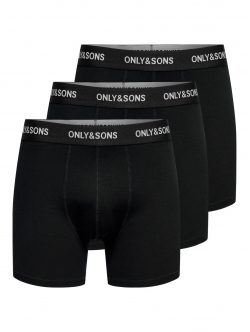 ONLY & SONS 3-pak bomuldsunderbukser i sort til herre