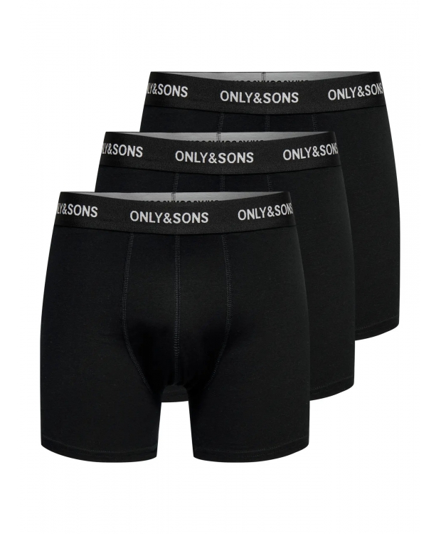 ONLY & SONS 3-pak bomuldsunderbukser i sort til herre billede 1