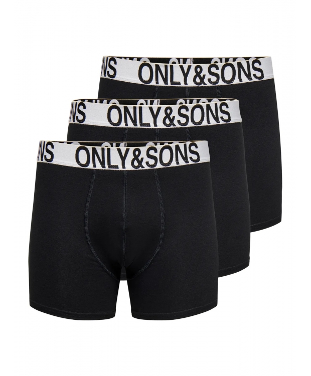 ONLY & SONS 3-pak bomuldsunderbukser i sort og hvid til herre billede 1