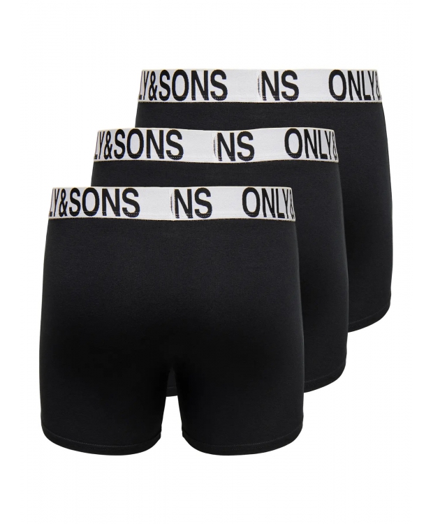 ONLY & SONS 3-pak bomuldsunderbukser i sort og hvid til herre billede 2