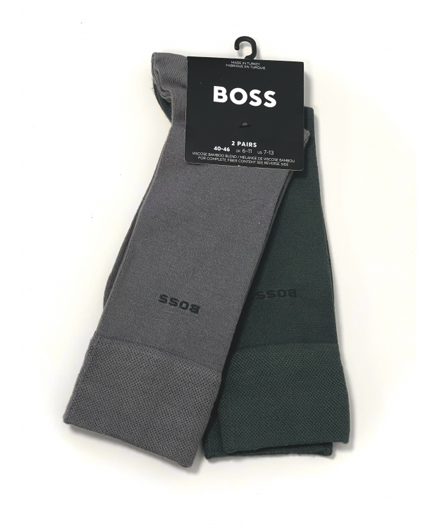 BOSS 2-pak bambusstrømper i grøn og grå til herre billede 1