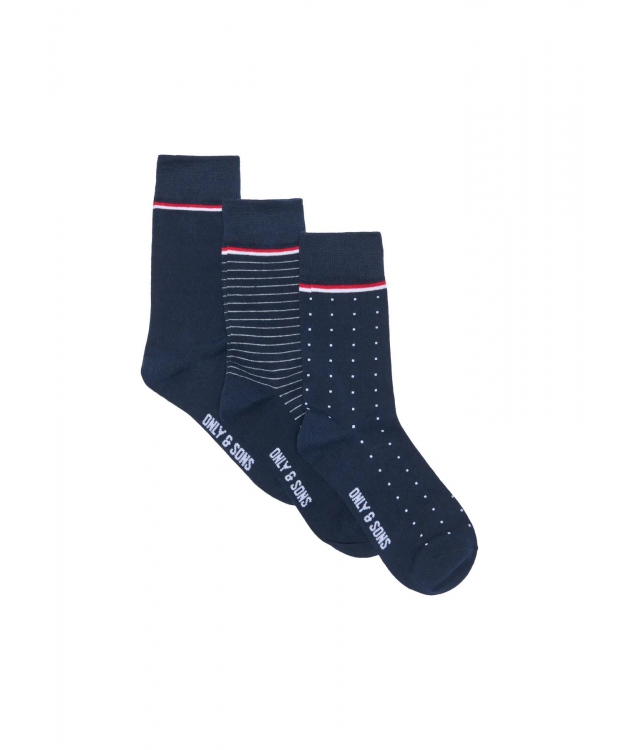 ONLY & SONS 3pak bomulds strømper i navy til herre billede 1