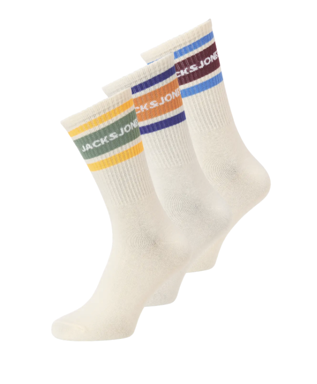 JACK & JONES Jacnice Tennis Socks 3 Pack – Buttercream billede 1