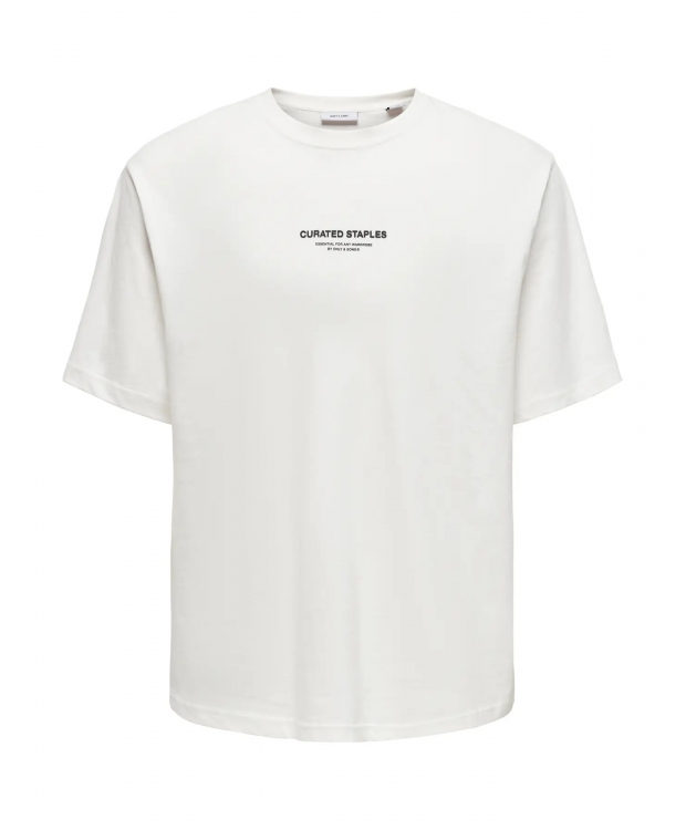 ONLY & SONS T-shirt med rund hals i Cloud Dancer til herre billede 3