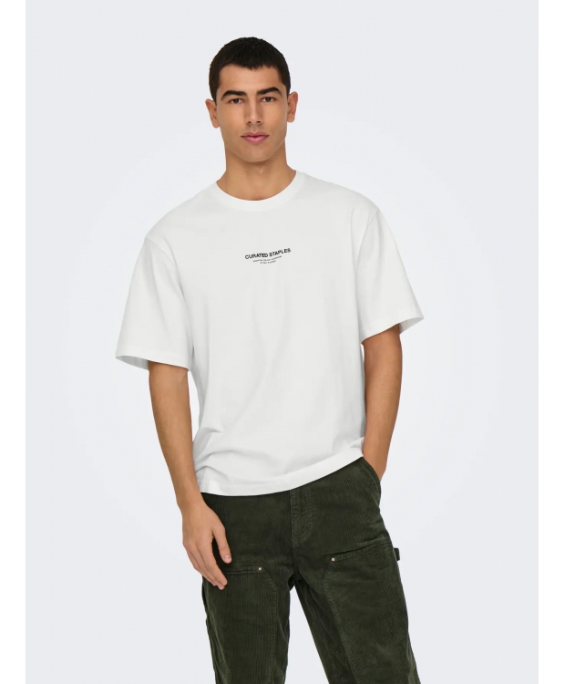 ONLY & SONS T-shirt med rund hals i Cloud Dancer til herre billede 2