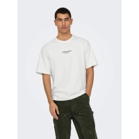 ONLY & SONS T-shirt med rund hals i Cloud Dancer til herre