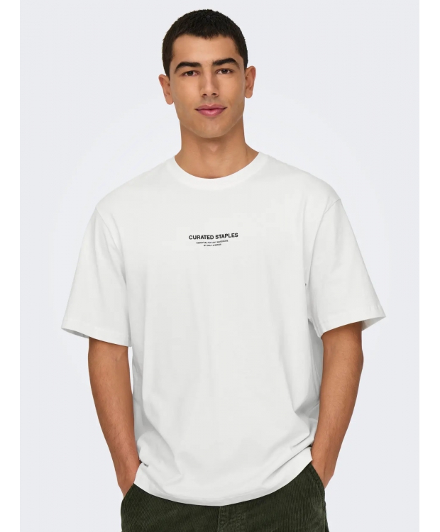 ONLY & SONS T-shirt med rund hals i Cloud Dancer til herre billede 1