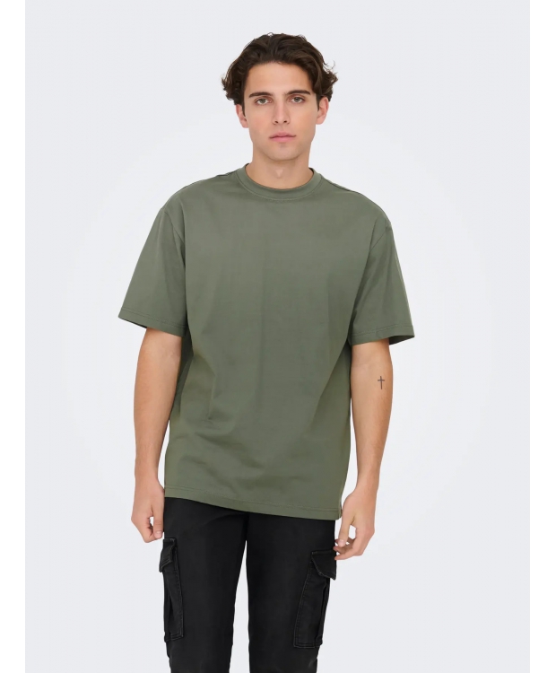 ONLY & SONS t-shirt i Castor Gray til herre | Relaxed fit billede 6
