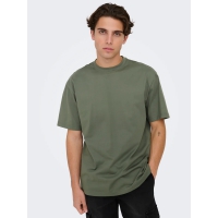 ONLY & SONS t-shirt i Castor Gray til herre | Relaxed fit