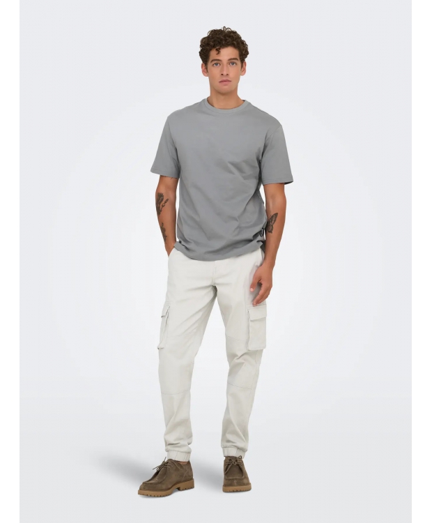 ONLY & SONS t-shirt i Ultimate Grey til herre | Relaxed fit billede 1