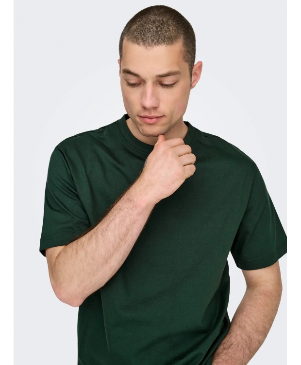 ONLY & SONS t-shirt i Darkest Spruce til herre | Relaxed fit | billede 6