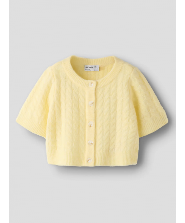 Name It strikcardigan i gul til piger billede 2