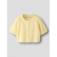 Name It strikcardigan i gul til piger