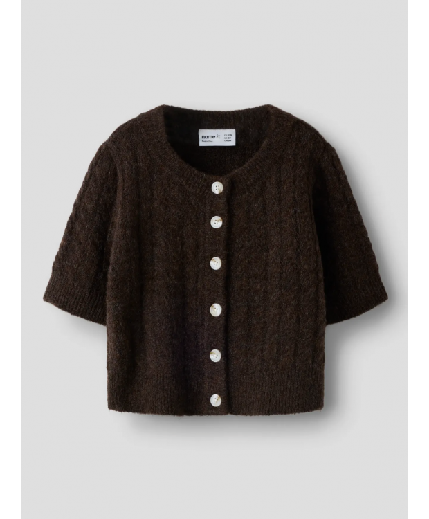 Name It strikcardigan i brun til piger billede 2