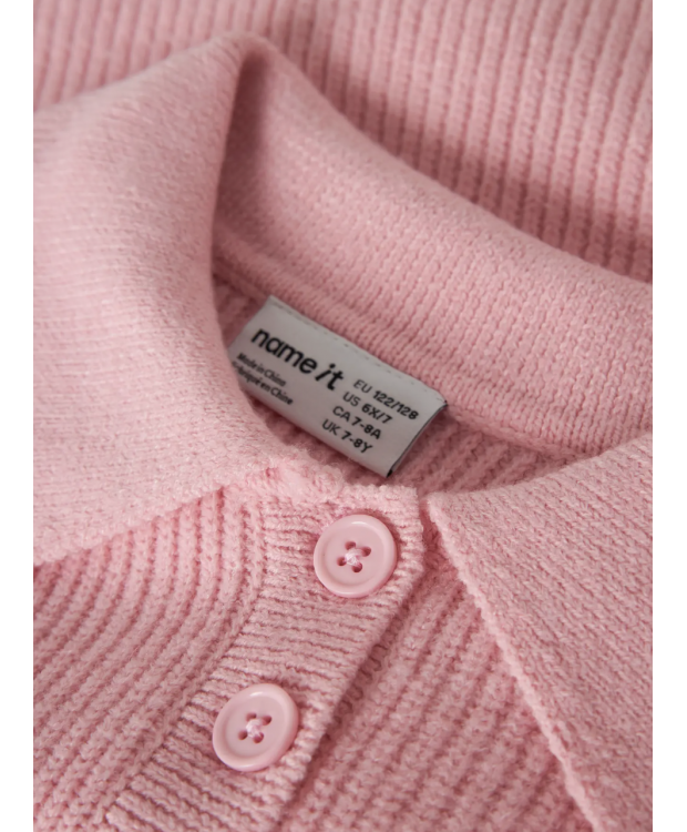 Name It langærmet strikpoloshirt i lyserød til piger billede 3