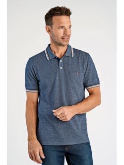 Bison regular fit-poloshirt i blå med beige striber til herre