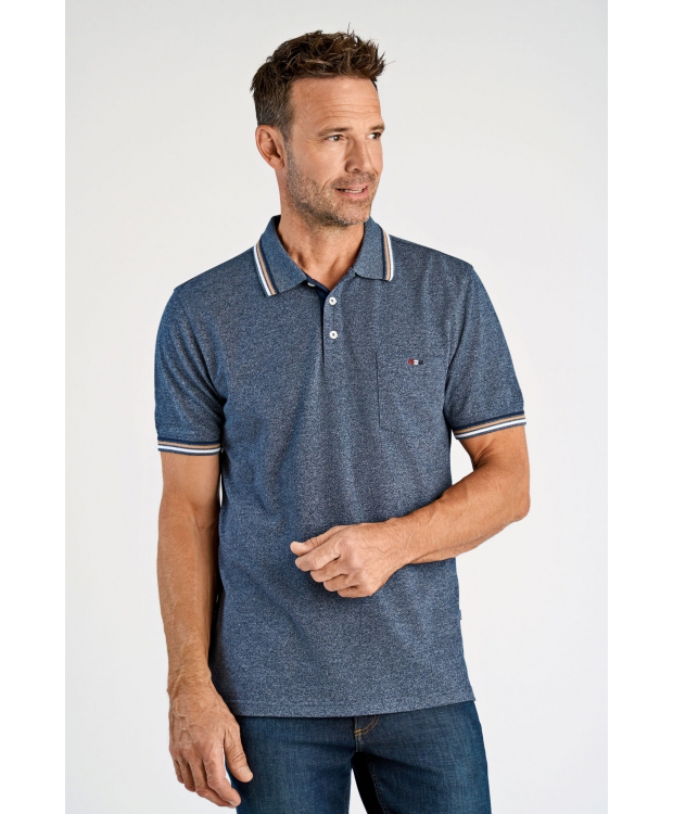 Bison regular fit-poloshirt i blå med beige striber til herre billede 1