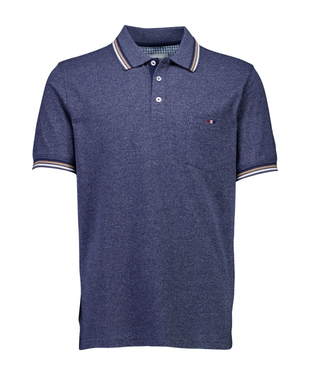 Bison regular fit-poloshirt i blå med beige striber til herre billede 5