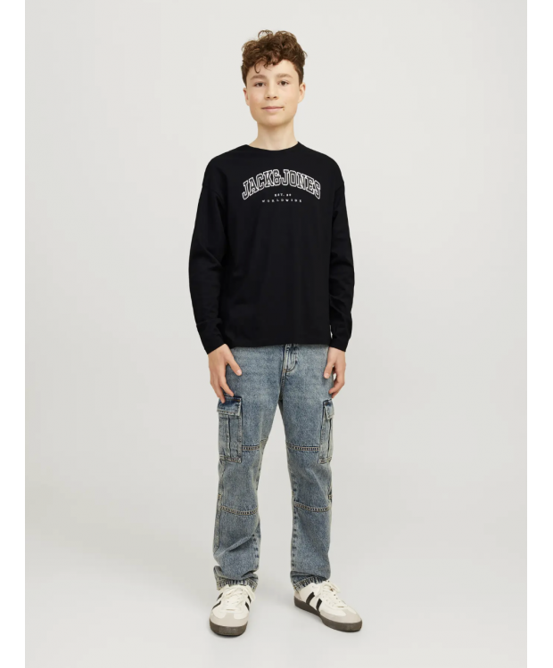 JACK & JONES MINI langærmet T-shirt i sort til drenge billede 5